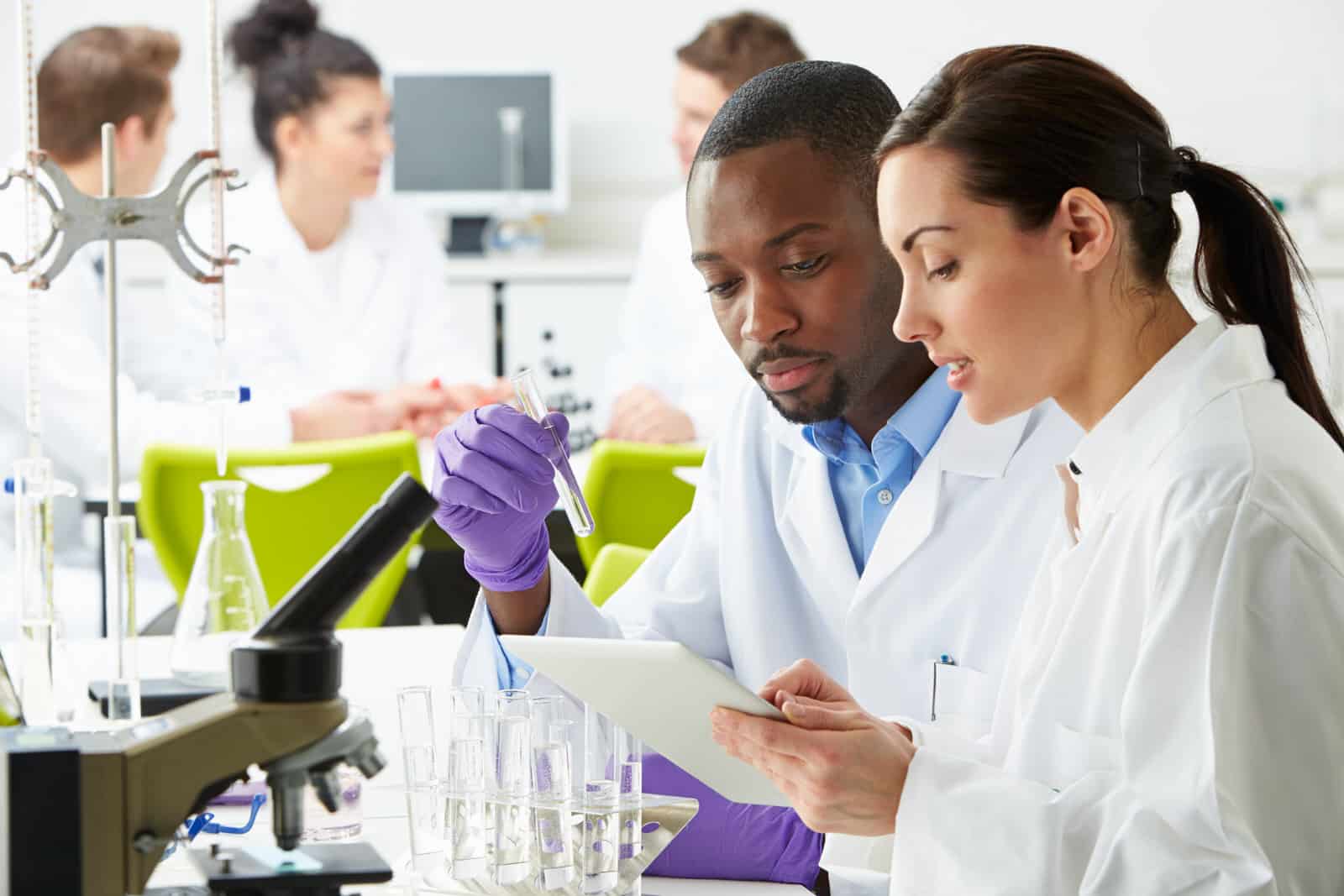 Group Of Technicians Working In Laboratory